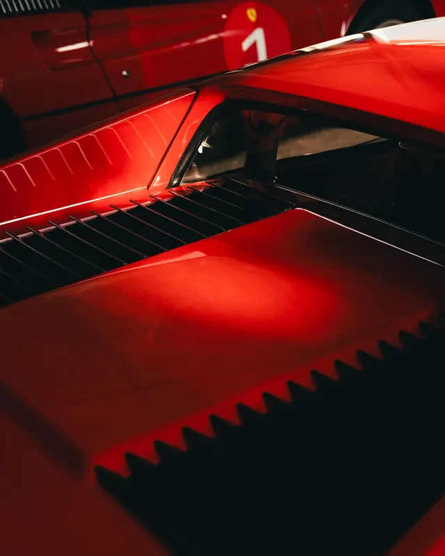 Red Sports Car Interior Detail, photographic, luxury, vibrant