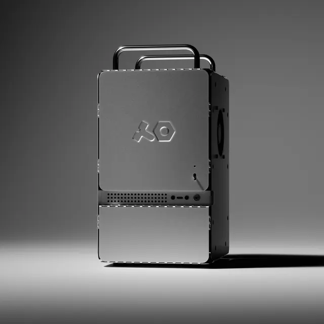 Industrial Hardware Mockup with Embossed Logo, minimal, technical, monochrome