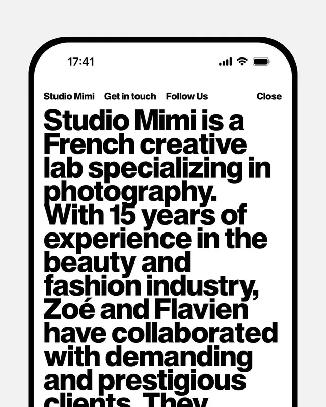 Studio Mimii Identity Mockup, minimal, brutalist, high-contrast