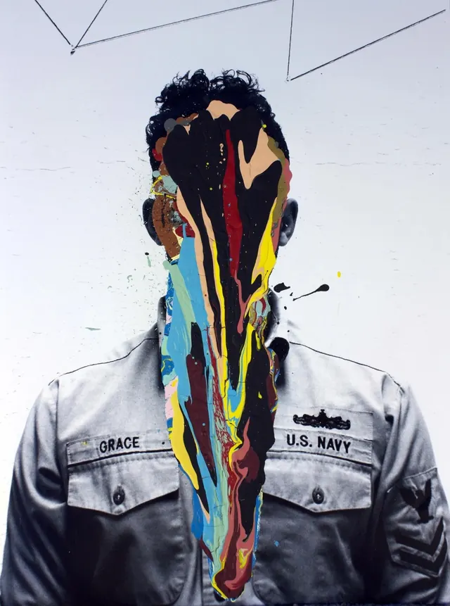 Abstract Melting Portrait Collage, maximalist, abstract, vibrant