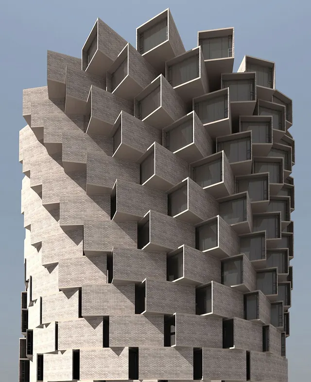 Geometric Architectural Facade, geometric, abstract, light