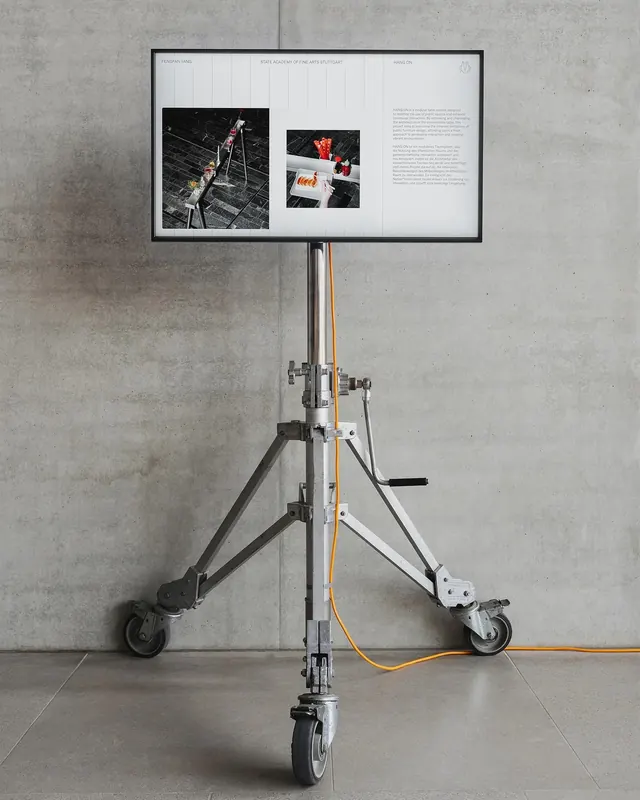 Digital Display on Tripod Mockup, minimal, corporate-clean, monochrome