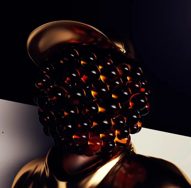 3D Metallic Sphere Head, luxury, 3d-render, dark