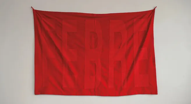 Red Fabric Banner with Large Typography, minimal, flat, vibrant