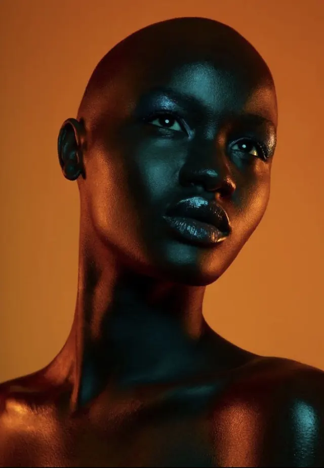 High-Contrast Portrait with Warm Lighting, photographic, luxury, warm