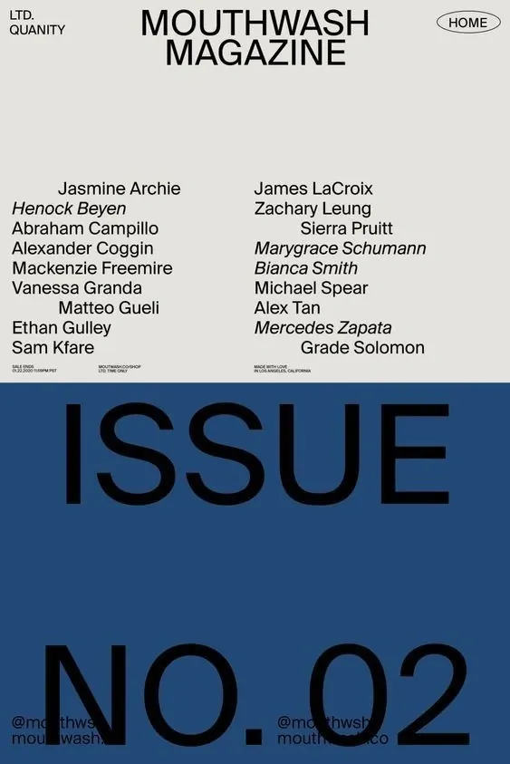 Mouthwash Magazine Layout, swiss, minimal, high-contrast