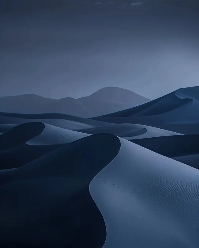Blue Sand Dunes Landscape, minimal, abstract, cool