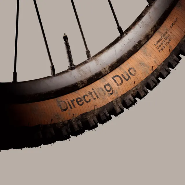 Direct-g Duo Bicycle Wheel Mockup, photographic, technical, dark