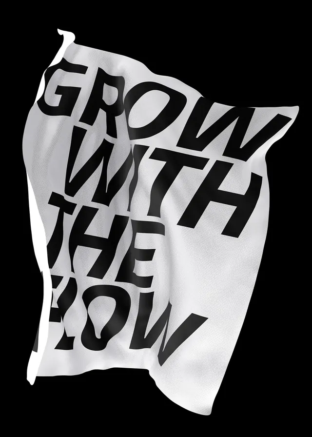Grow With The Flow T-shirt Mockup, brutalist, neo-brutalist, monochrome