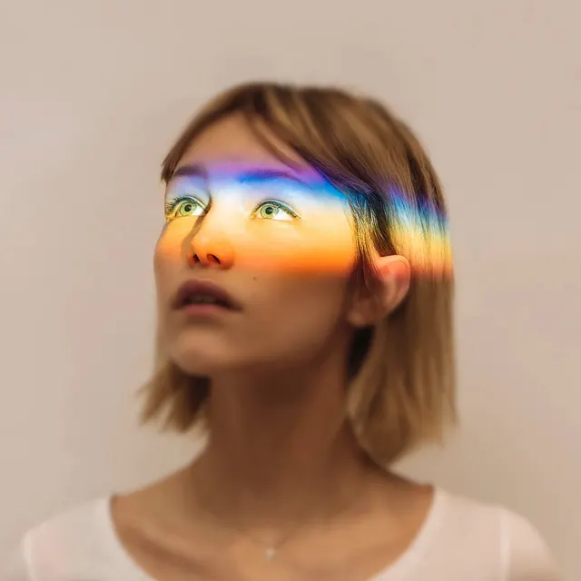 Rainbow Gradient Portrait, photographic, gradient-heavy, vibrant