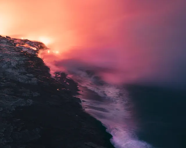 Coastal Sunset Mist, photographic, organic, vibrant