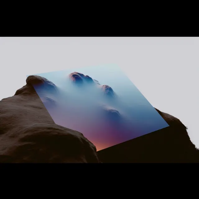 Abstract 3D Landscape Mockup, minimal, glassmorphism, dark