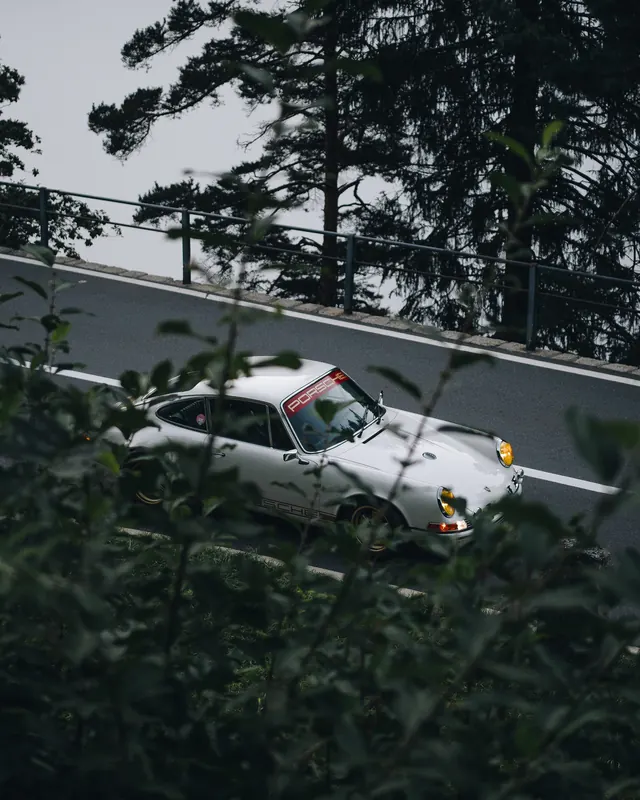 Police Car in Forest Setting, photographic, dark