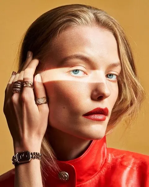 Portrait with Graphic Overlay, editorial, photographic, vibrant