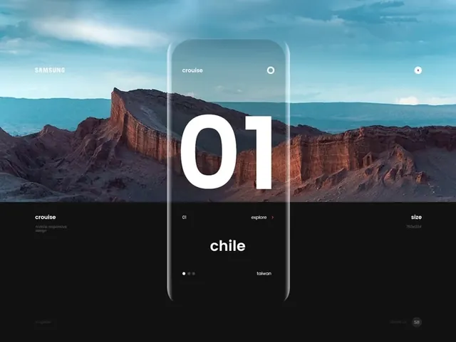 Chile Travel UI Concept, minimal, glassmorphism, high-contrast