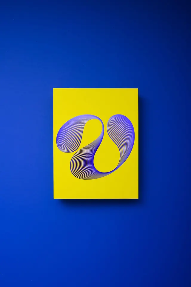 Abstract Geometric Logo on Blue Background, minimal, geometric, vibrant