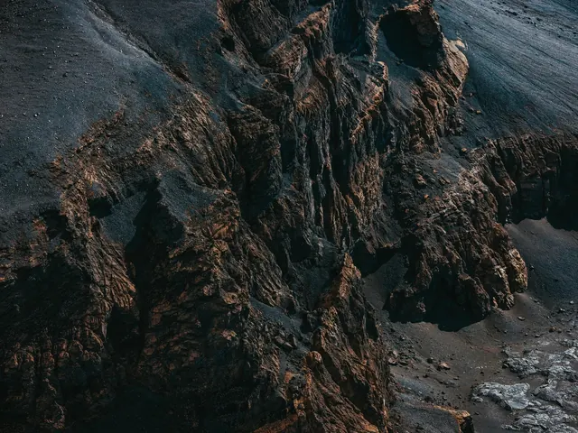 Rugged Rock Formation, photographic, organic, dark