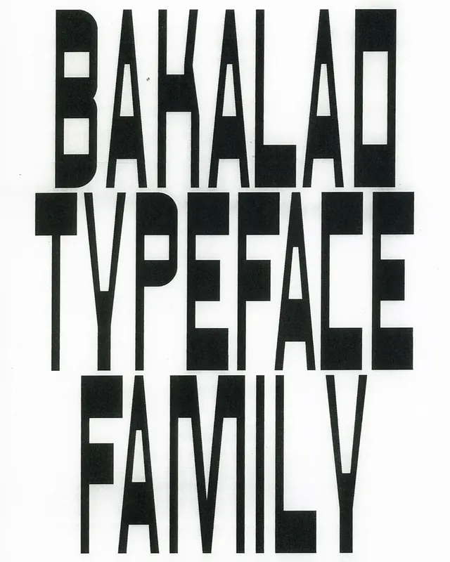 Bakhalad Typeface Family Specimen, brutalist, monochrome, monochrome