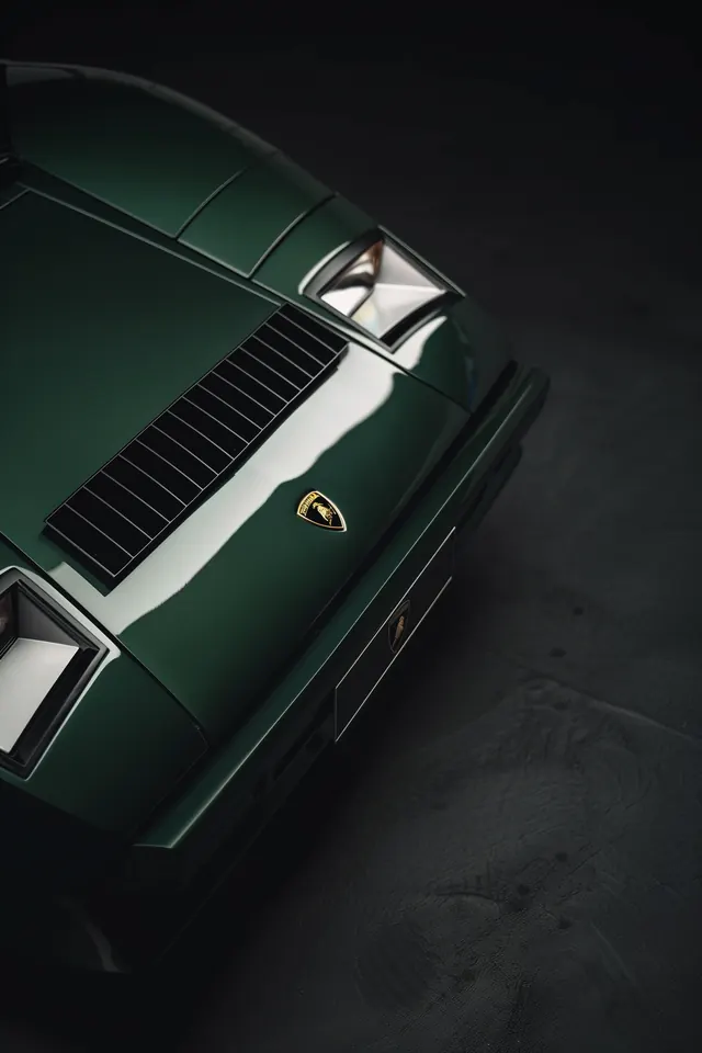 Green Vintage Car Close-up, luxury, photographic, dark