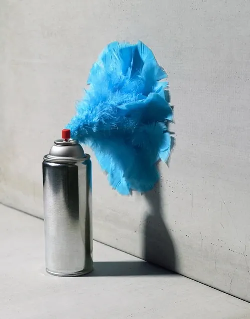 Blue Fabric and Metallic Can Mockup, minimal, photographic, high-contrast