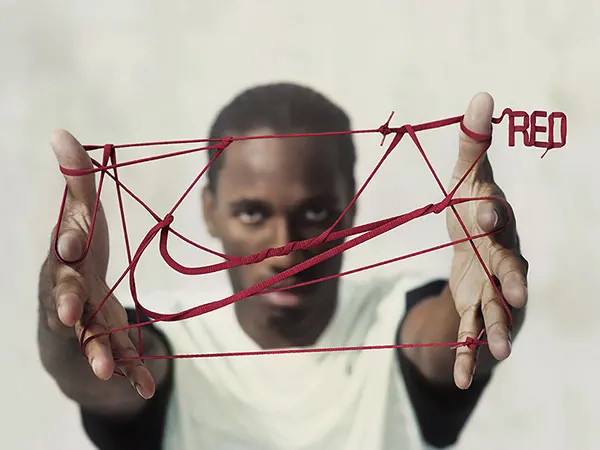 RED Line Art Portrait, minimal, photographic, high-contrast