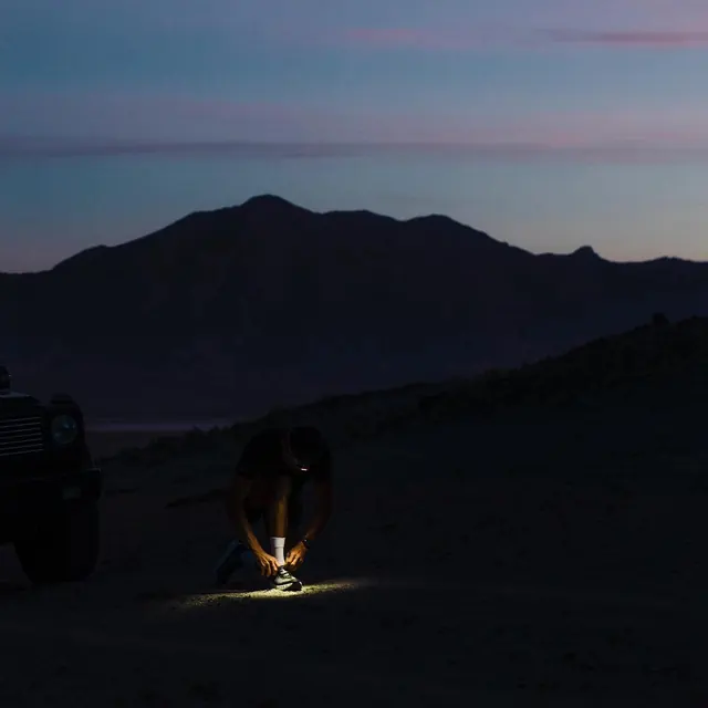 Desert Night Landscape with Silhouette, photographic, minimal, dark