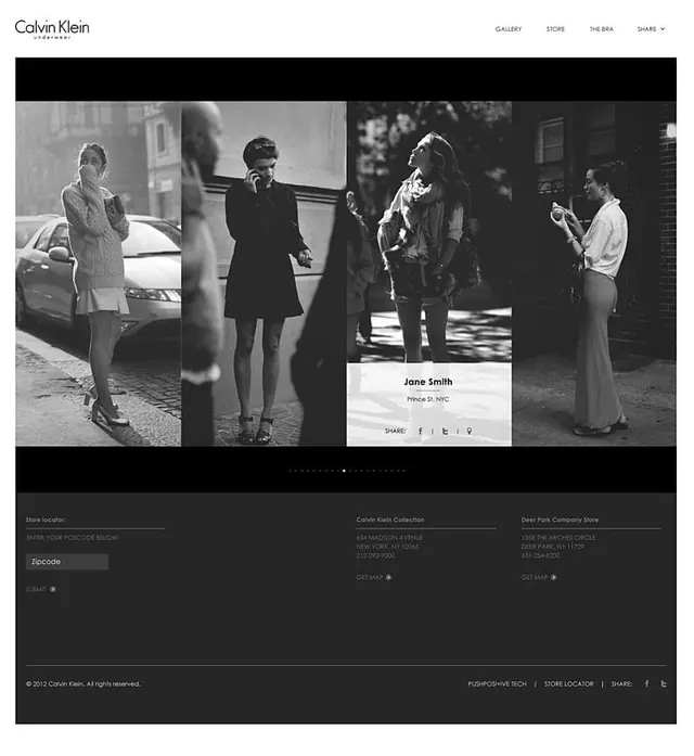 Calvin Klein Website Homepage Layout, minimal, luxury, monochrome