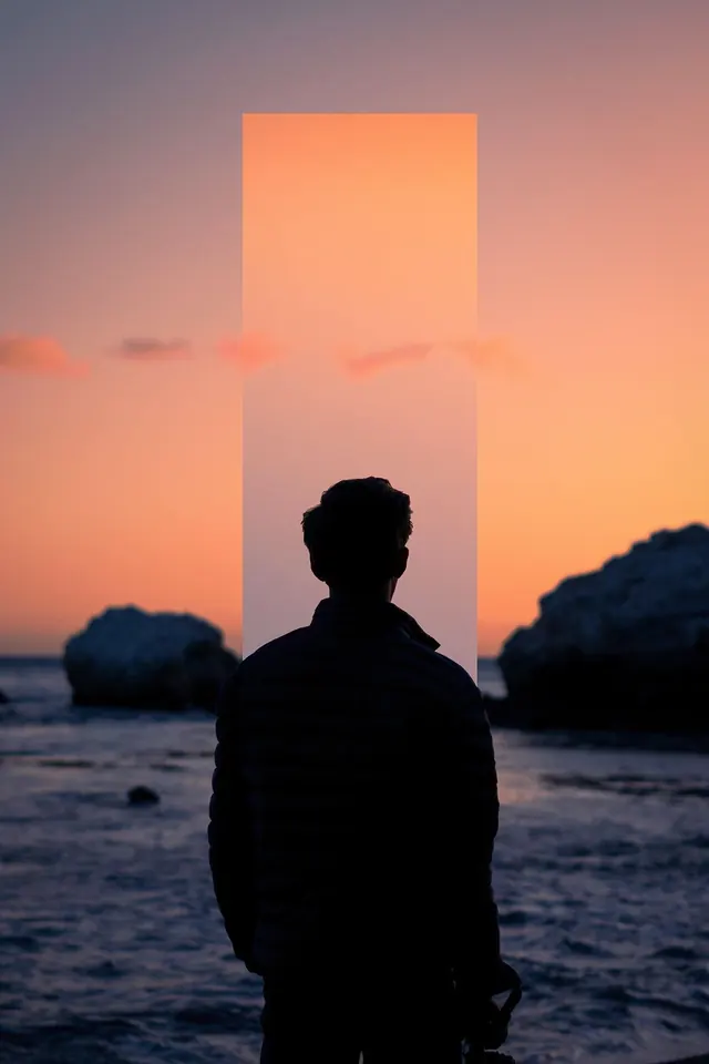 Silhouette against Sunset, minimal, photographic, warm