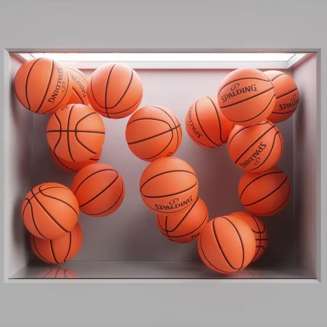 3D Basketball Branding Mockup, 3d-render, geometric, vibrant