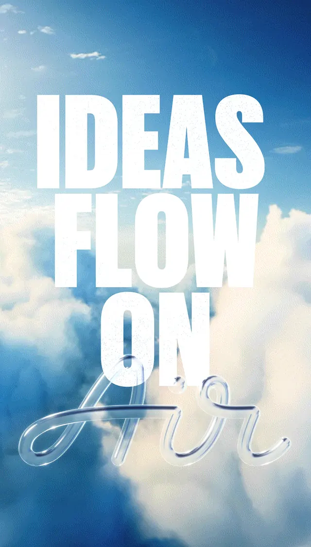 Ideas Flow On Air Typography Design, minimal, photographic, light