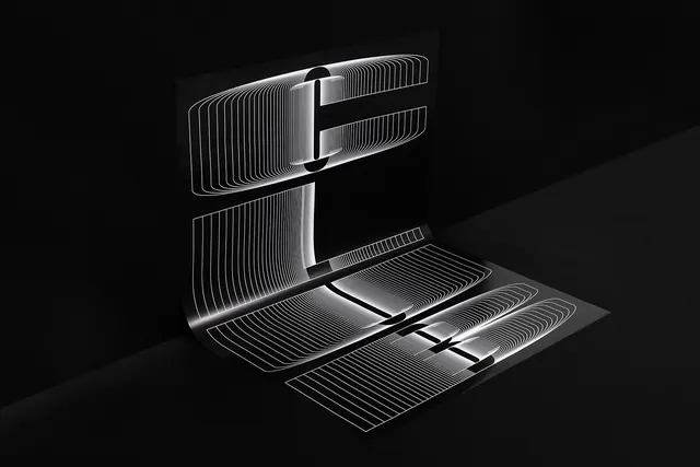 Abstract Geometric Line Art Mockup, minimal, dark-mode, dark