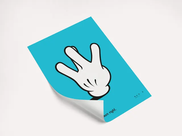Hand Illustration on Blue Background, minimal, flat, vibrant