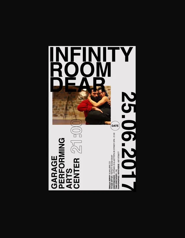 Infinity Room Poster Design, swiss, brutalist, high-contrast