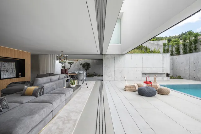 Modern Minimalist Interior with Pool, minimal, luxury, light