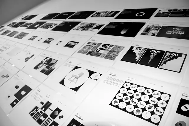 Grid-based Identity System and UI Elements, minimal, swiss, monochrome