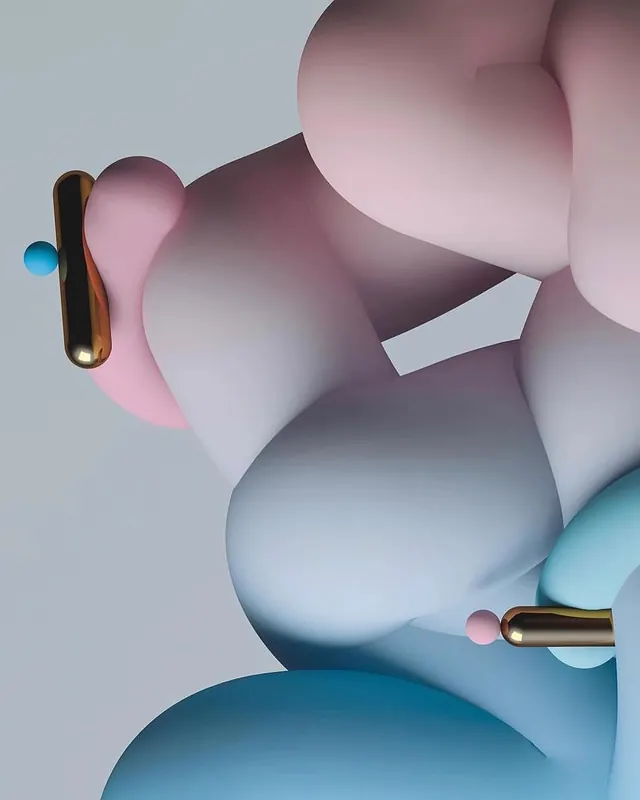 3D Abstract Organic Shapes, 3d-render, organic, pastel