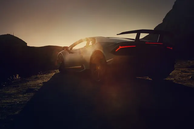 Sports Car in Mountain Landscape, luxury, photographic, warm