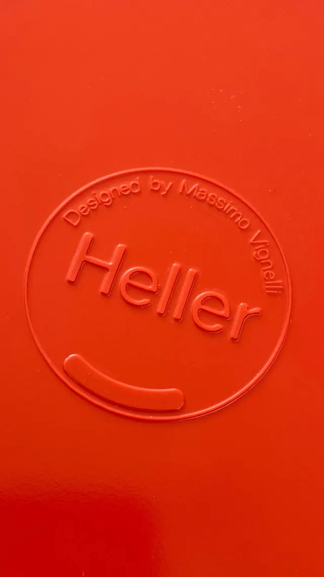 Heller Logo on Red Background, minimal, corporate-clean, vibrant