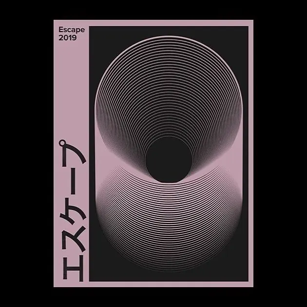 Escape 2019 Poster Design, minimal, swiss, dark