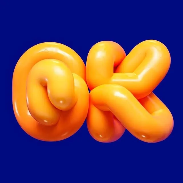 3D Abstract Orange Shapes, 3d-render, playful, vibrant