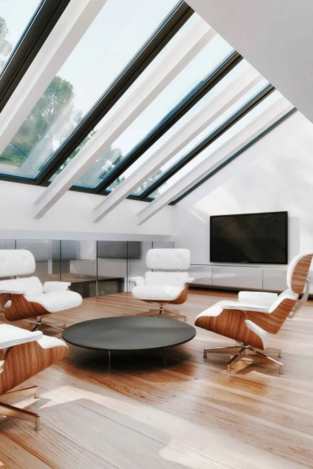 Modern Minimalist Interior with Skylight, minimal, luxury, light