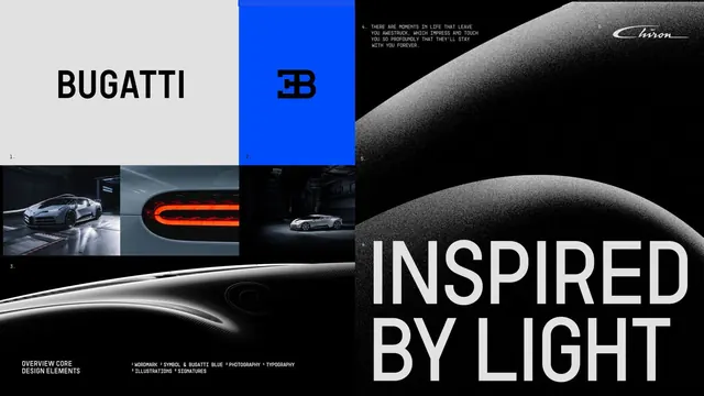 Bugatti Inspired by Light Identity Spread, minimal, luxury, high-contrast