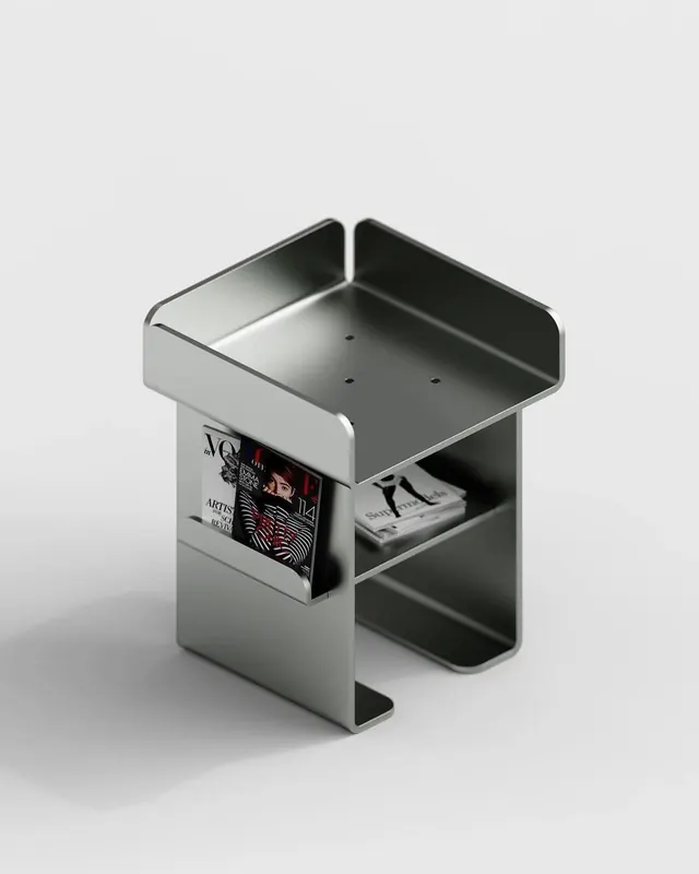 3D Render of a Metallic Display Stand, minimal, technical, monochrome