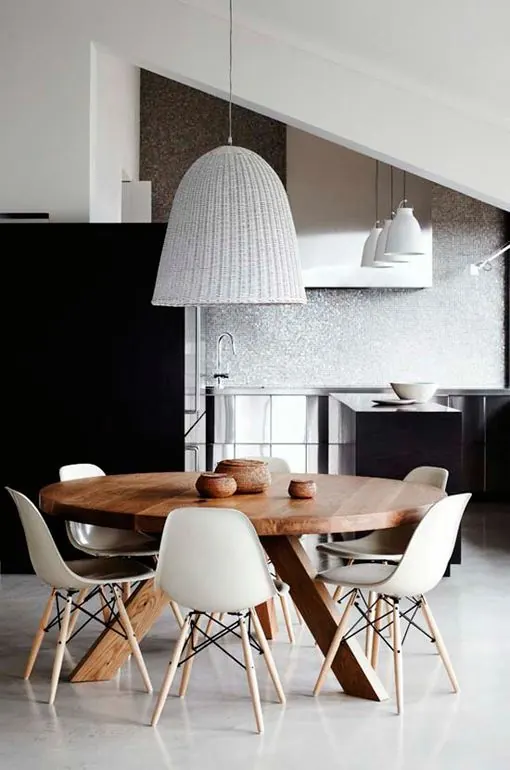 Modern Interior Dining Scene, minimal, photographic, light