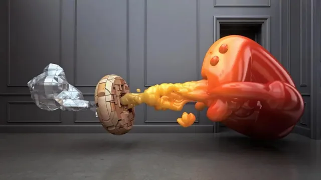 3D Abstract Fluid Character, 3d-render, playful, vibrant