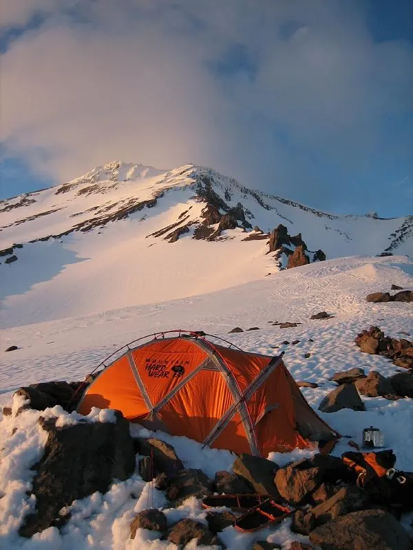 Mountain Camping Scene, photographic, vibrant