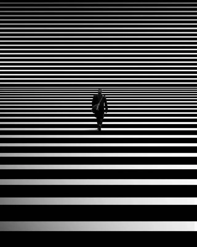Abstract Silhouette with Horizontal Lines, minimal, monochrome, monochrome