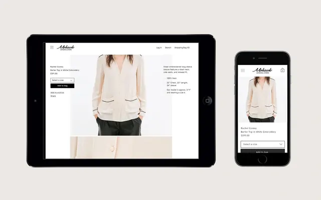 E-commerce Fashion App Mockup, minimal, corporate-clean, light