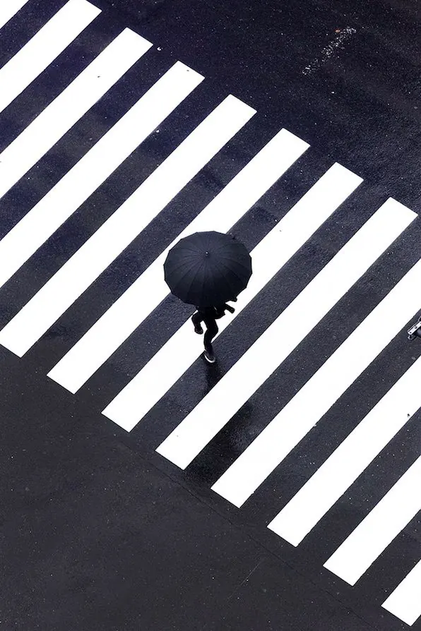 Pedestrian Crossing with Sphere, minimal, geometric, monochrome