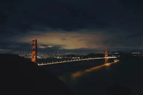 Golden Gate Bridge at Night, photographic, dark-mode, dark